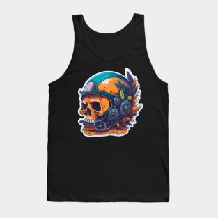 Helmet skull - abstract futuristic cyborg helmet on a skull Tank Top